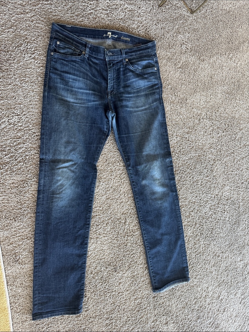 7 For All Mankind Men's Washed Blue Skinny Jeans